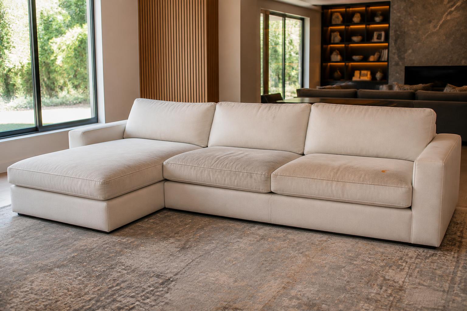 Sofá com chaise antes da higienização